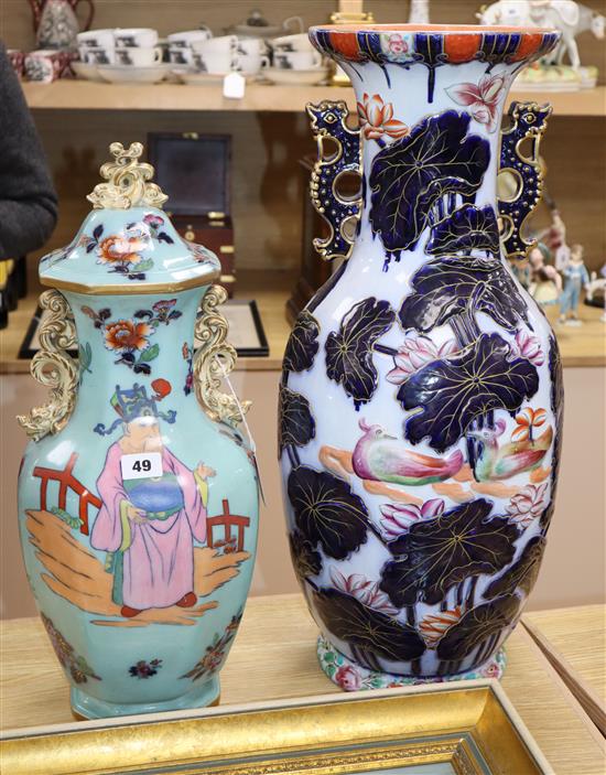 Two large 19th century stoneware vases tallest 58cm